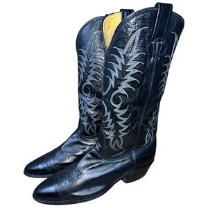 NOCONA Men’s Size 10 D Vintage Black Leather Western Cowboy Boots Made In USA